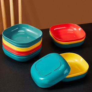 Plastic Bone Plate Set Solid Color Square Dish For Food Serving Household Use Small Plates With High Aesthetic Value - Product Image 4