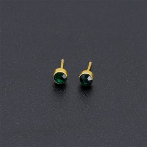 ต่างหูแบบติดหูทรงกลมขนาดเล็กชุบทอง 24K จาก JXX Fashion ประดับด้วยเพชรคิวบิกเซอร์โคเนีย เหมาะสำหรับงานแต่งงานสำหรับสาวๆ - Product Image 2