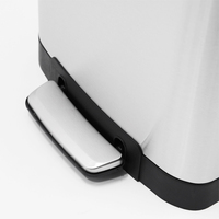 Poubelle rectangulaire en acier inoxydable de 20 L, poubelle en métal, poubelle à pédale avec seau intérieur noir