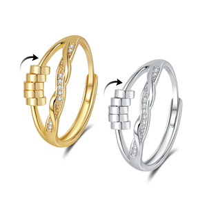 <span class=keywords><strong>Anillo</strong></span> Giratorio <span class=keywords><strong>de</strong></span> Diseño Original para Aliviar la Ansiedad para Mujer, Cuentas Giratorias <span class=keywords><strong>de</strong></span> la Suerte, Banda Abierta, Aleación Hipoalergénica para Uso Diario - Product Image 4