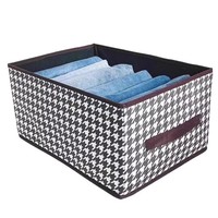 Faltbare Houndstooth-Aufbewahrungsbox mit Stofflagen für Hosen, Kleiderschrank, Kleidung, PET-Kunststoff, faltbarer Aufbewahrungsrahmen, direkt ab Werk
