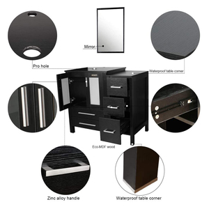Cabinetry Minimalist Top Design <strong>Bathroom</strong> Wall Hung <strong>Freestanding</strong> Vanity Sink Cabinets with Top and <strong>Mirror</strong> - Product Image 4