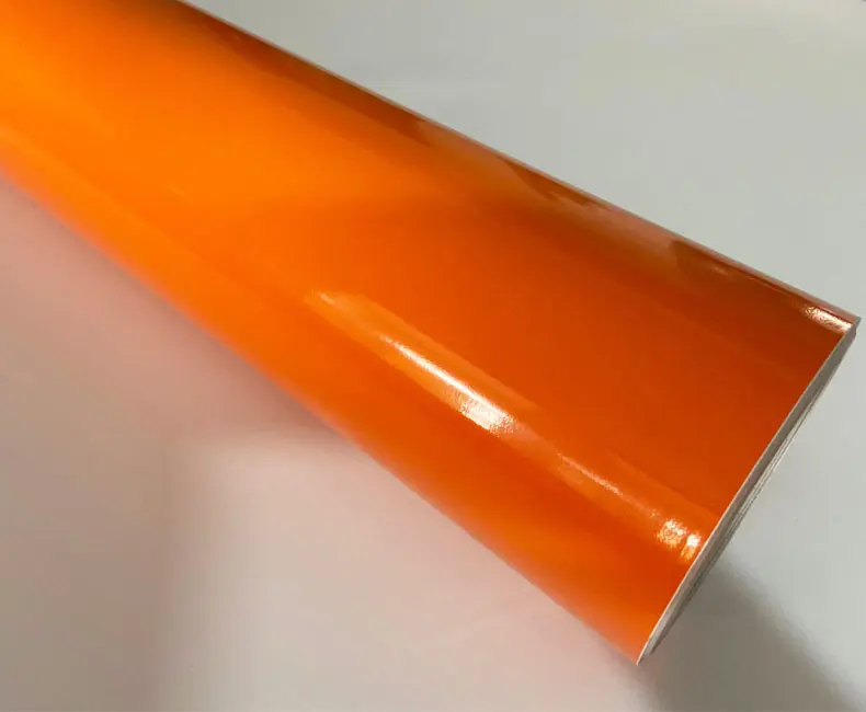 Film vinylique Orange de décoration de Console de voiture, autocollant de protection en vinyle pour véhicule, feuille brillante sans bulle