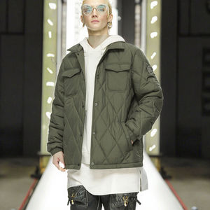 Chaqueta acolchada informal para hombre con cuello levantado, técnica teñida de hilo, acolchado ligero relleno de poliéster para ropa de calle de invierno - Product Image 3