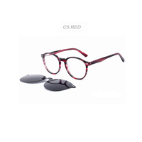 Lunettes de soleil rondes rétro de luxe certifiées CE, verres polarisés en acétate, forme diamant tendance, aimant magnétique