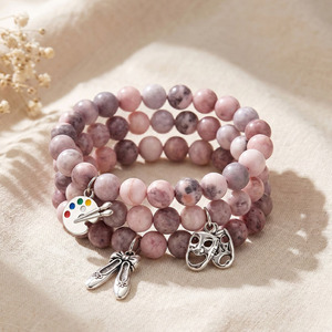 Braccialetto alla Moda con Perle di Pietra Naturale Elasticizzato per Donne, Bracciali con Ciondoli a Forma di Scarpe da Ballo e Tavole da <span class=keywords><strong>Disegno</strong></span>, Gioielli dell'Amicizia all'Ingrosso - Product Image 1