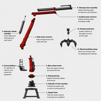Grue à flèche articulée hydraulique électrique, bras robotisé, équipement de levage à flèche télescopique semi-pliante pour la manutention de ferraille