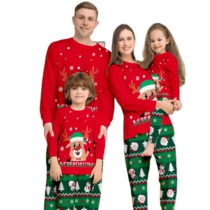 Nuevo Festival padre-hijo Lounge Wear pareja chico Bady mascota ropa de dormir dibujos animados con monograma familia Navidad pijamas traje - Product Image 1