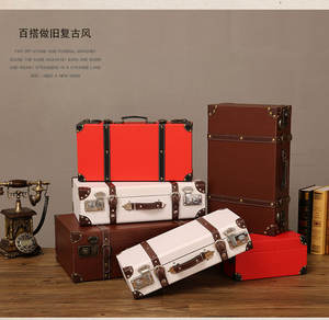 Bagagem decorativa vintage em couro pu, retrô, vintage, mala, clássica, bagagem - Product Image 2