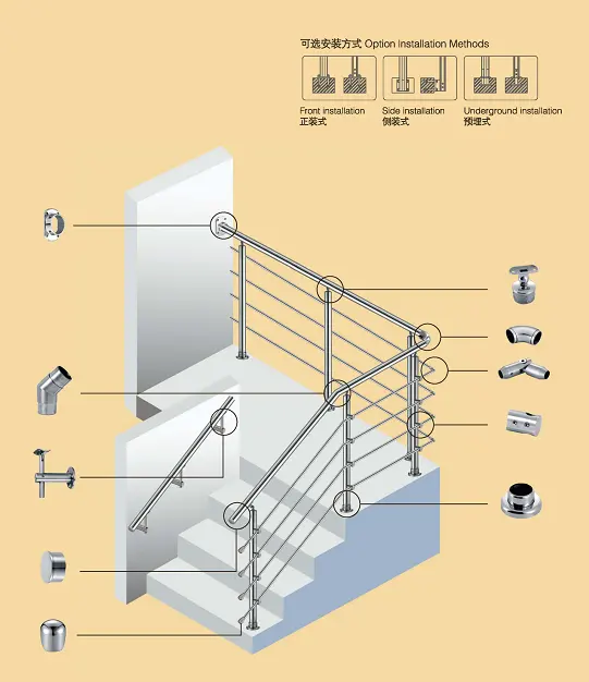 Geländer zubehör Serie SUS 304 316 Treppen balkon Baluster Design Glas geländer Kabel geländer Handlauf halterung