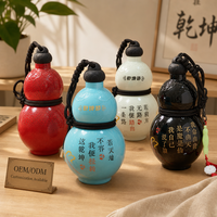 Bouteille d'eau en forme de gourde de style chinois, thème Wukong, en Tritan sans BPA, portable, pour l'extérieur, avec calligraphie personnalisée