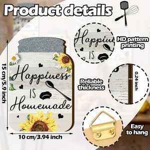 4 ชิ้นผนังห้องครัวตกแต่ง Mason Jar ชุดไม้ Rustic ตกแต่งบ้านตกแต่งห้องครัว - Product Image 6