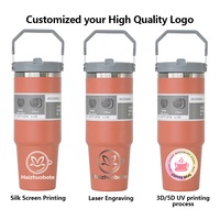 SilverJet Paslanmaz Çelik Bardak 30Oz Vakumlu Yalıtımlı, Saplı ve Açılır Pipetli Kapaklı, Seyahat ve Dış Mekan Kullanımı İçin