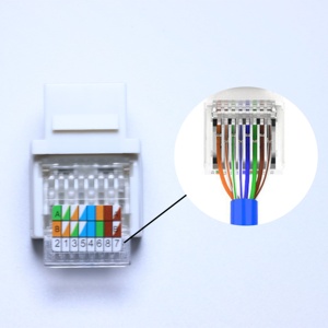 Adaptateur de connecteur jack trapézoïdal <span class=keywords><strong>RJ45</strong></span> Cat5e sans outil avec schéma de câblage à code couleur Snap in Stand Face Plate Modular Jack <span class=keywords><strong>Rj45</strong></span> - Product Image 4