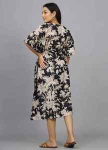 Indian Cotton One-piece Kaftan Dress for Women Handmade Breathable <b>Beach</b> Cover up Kimono <b>Robe</b> Comfortable Summer Resort Wear - Product Image 2