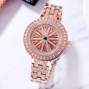 Mode Nieuwe Sieraden Luxe Quartz Vierkante Rvs Case Back Relojes Hiphop Gold Full Diamond Iced Out Horloges Voor Vrouw - Product Image 3