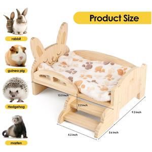 <span class=keywords><strong>Lit</strong></span> en <span class=keywords><strong>bois</strong></span> pour cobayes avec tapis et escaliers, <span class=keywords><strong>habitat</strong></span> chaud et mignon pour petits animaux, hamsters, furets, lapins, pour dormir et se cacher - Product Image 2