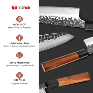 Couteaux de Chef Japonais Professionnels Logo Personnalisé Cuisine Désosser Damas Forgé Main <span class=keywords><strong>Boucherie</strong></span> Manche Bois de Rose Métal - Product Image 4