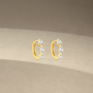 New Style Fashion Hoop Earring Gold <b>Flower</b> Green Zircon for <b>Girl</b> - Product Image 2