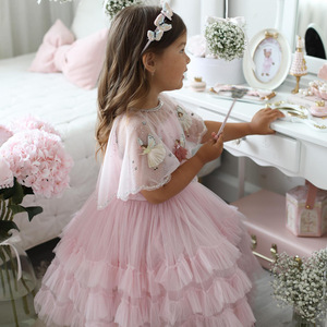 Abito con Bretelle e Sciarpa Outong Unisex per Bambine, Principessa delle Fate, Taglia Media e Piccola, con Stampa e Volant a Strati in Tulle W6053 - Product Image 3
