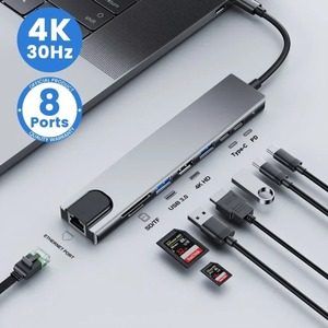 Hub USB C, séparateur de type C, station d'accueil Thunderbolt 3, <span class=keywords><strong>adaptateur</strong></span> pour ordinateur portable avec pour <span class=keywords><strong>Macbook</strong></span> <span class=keywords><strong>Air</strong></span> <span class=keywords><strong>M1</strong></span> iPad Pro - Product Image 2