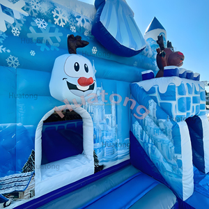 Huatong thư bị trả lại nhà Inflatable tuyết trắng phim hoạt hình Inflatable Trampoline màu xanh nhảy lâu đài với Slide Combo hupfburg cho trẻ em - Product Image 5