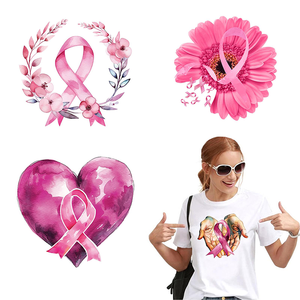 Sensibilisation au cancer du sein conception de transfert sensibilisation au cancer du sein fer sur décalcomanies pour t-shirts vêtements oreiller vêtements sac à dos - Product Image 1