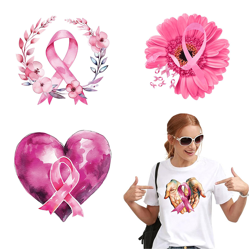 Pink Ribbon Breast Cancer Heat Transfers Awareness Style