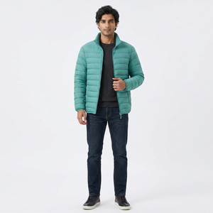 Blouson matelassé en toile à col montant personnalisé pour homme avec logo frontal 100 % fibre – Nouvelle collection - Product Image 1