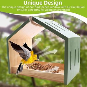 Mangeoire à oiseaux en bois robuste-Mangeoire à oiseaux sauvage extérieure facile à installer pour l'arrière-cour - Product Image 6