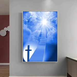 Póster de lienzo Art Deco 'Stairway Heaven', arte de pared cristiano, cielo azul, nubes blancas para decoración del hogar, imagen impresa para la vida - Product Image 2