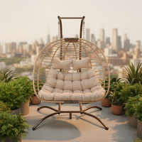 Fauteuil suspendu de jardin en rotin à deux places, personnalisable en gros, pour patio, balcon, mobilier de jardin, nouveau design, fauteuil œuf