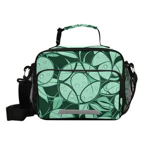 Leaf Print <b>Insulated</b> <b>Lunch</b> Bag Portable <b>Lunch</b> <b>Box</b> Bag with Shoulder Strap and Front Pocket for School Office Travel - Product Image 1