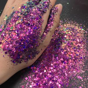 Poudre de <span class=keywords><strong>paillettes</strong></span> <span class=keywords><strong>pour</strong></span> ongles écologique, non toxique, longue durée, en vrac, mélangée, résistante aux solvants, 1 kg, finition nacrée en polyester PET - Product Image 2