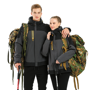 Autumn Winter Hiking Waterproof Hooded Men <b>Fleece</b> <b>Jacket</b> with Zipper Stand Collar Soft Shell Outdoor - Product Image 1