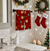 Serviette de cuisine en microfibre gaufrée de Noël, super absorbante, couleur unie, serviette décorative de fête, marque privée
