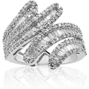 Bague en argent sterling avec diamant blanc en spirale, 1,78 carat total, taille baguette, pour fiançailles et mariage, bijoux fins pour femme - Product Image 4