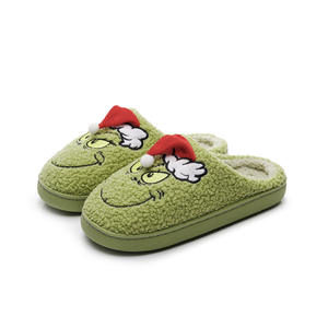 Automne hiver peluche pour pantoufles pour hommes femmes nouveau noël pour <span class=keywords><strong>Grinch</strong></span> cheveux verts coton étrange pour pantoufles TPR - Product Image 6