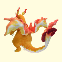 Peluche Charizard Dinosaure Pokémon Super Douce 38cm Jaune Violet Cadeau de Fête Populaire Excellent Anti-Stress pour Mariages Lavable