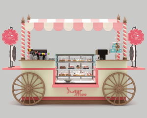 Elegante Zoete Cake Mobiele Voedsel Winkelwagen Houten Macaron Display Trolley - Product Image 3