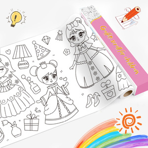 HARDWORK Jouets de dessin à fixer au mur pour enfants, bébés et maternelles, rouleau de <span class=keywords><strong>peinture</strong></span> et de coloriage de 3m de long - Product Image 2