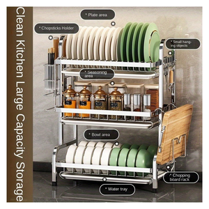 3 Tiers 3 Layer Over the Sink Kitchen Dry Racks Black <b>Dish</b> Dryer Drainer Drying Storage Rack With Tray for Kitchen Drain Rack - Product Image 4