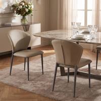 Chaise de salle à manger en cuir PU lisse de luxe avec pieds en métal, chaises d'hôtel de luxe léger