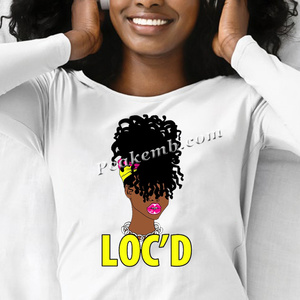 Heat <strong>Transfer</strong> Prints Loc'd Black Girl W Dreads Iron on Black Woman Locs DTF <strong>Transfer</strong> Sticker <strong>Tshirt</strong> <strong>Transfer</strong> - Product Image 2