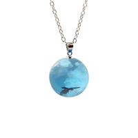 Collier en alliage avec pendentif en verre double face représentant la Lune, la Terre, le Soleil, des planètes du système solaire, une galaxie et une nébuleuse, cadeau de mariage ou de fiançailles pour femme