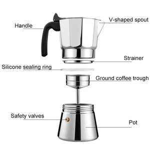 <span class=keywords><strong>Cafetera</strong></span> Espresso Nueva de Acero Inoxidable para Cocina de Inducción, Apta para Todo Tipo de Placas, 6 Tazas, 7.9 Onzas - Product Image 6
