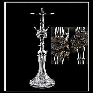 Set de Shisha de Lujo de Acero Inoxidable con Base de Cristal, Diseño Esculpido de Gorila, Dragón, Payaso, Cabeza de Hacha, Manguera Única, Venta al por Mayor OEM - Product Image 5