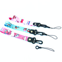 Kartun lucu ramah lingkungan poliester Digital pencetakan Transfer panas telepon Lanyard Hook disesuaikan Logo versi lebar Universal