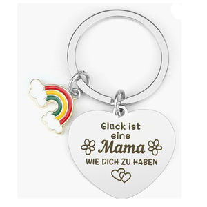 Llavero de acero inoxidable con dijes de corazón y mano, regalo para papá para el Día del Padre - Product Image 4