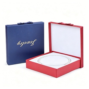 <b>Square</b> <b>Large</b> Bow Pearl Necklace Jewelry Box <b>Set</b> Packaging Cardboard Pearl Necklace Jewelry Gift Box for Mother's Day Gift - Product Image 2